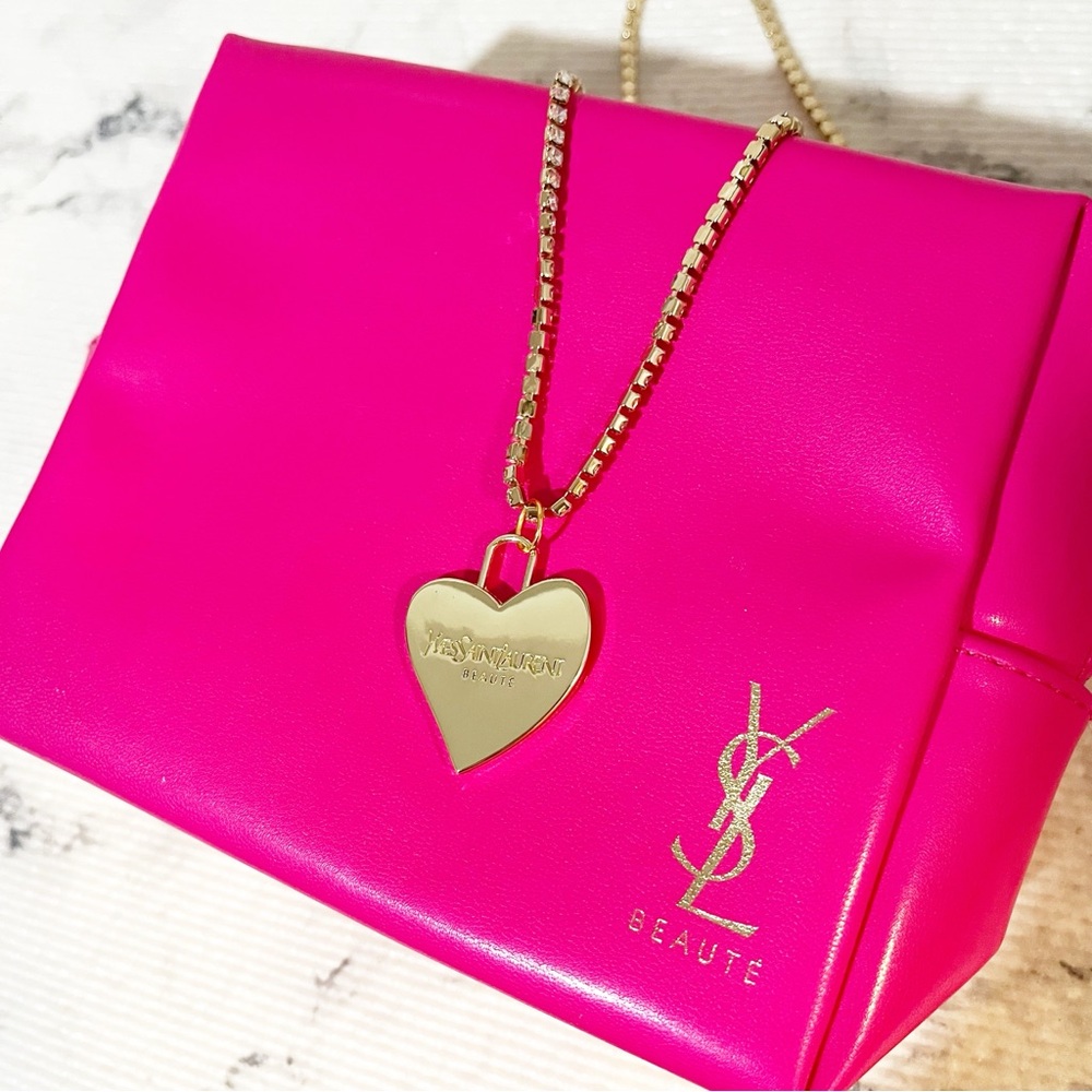 YSL Beauty Pink Heart Necklace & Pouch (Pendant is the Zipper Pull) - Picture 4 of 17